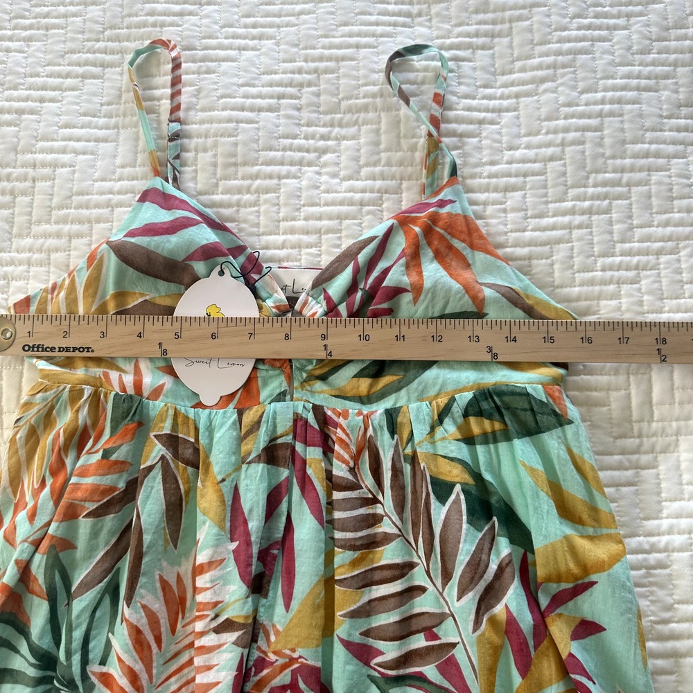NWT Sweet Lemon Midi Sundress Adjustable Strap Mint Green Tropical Size Medium - Picture 5 of 5